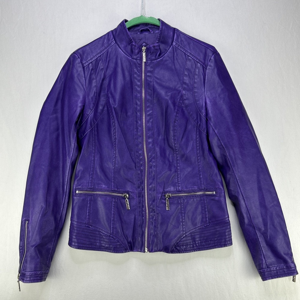 Cleo Faux Leather Jacket Women's XS Purple